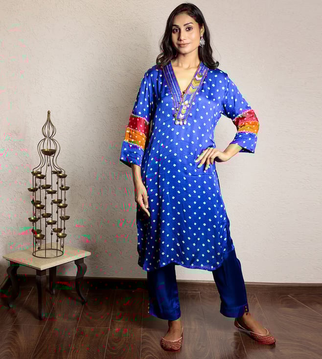 Spring Soul Blue Modal Bandhani Kurta Set